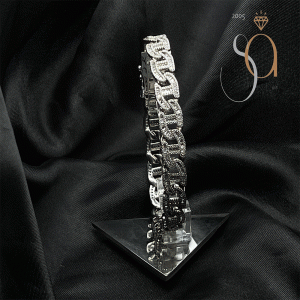 Pulso Cubano Ice Out en Plata 925 con Rodio y Zirconias