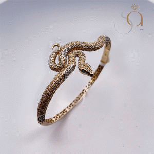Pulsera Serpiente en Oro 10k con Zirconias