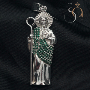 Dije San Judas de Pie con Bastón en Plata 925